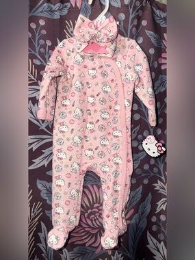 Hello Kitty Pink Plush Footed One-Piece Romper